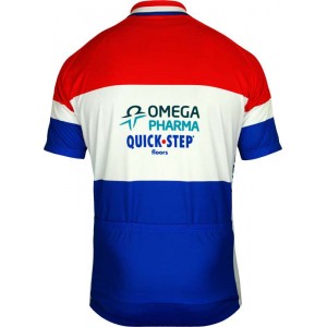 OMEGA PHARMA-QUICKSTEP Holländischer Meister 2013 Radsport-Profi-Team-Kurzarmtrikot mit kurzem Reißverschluss